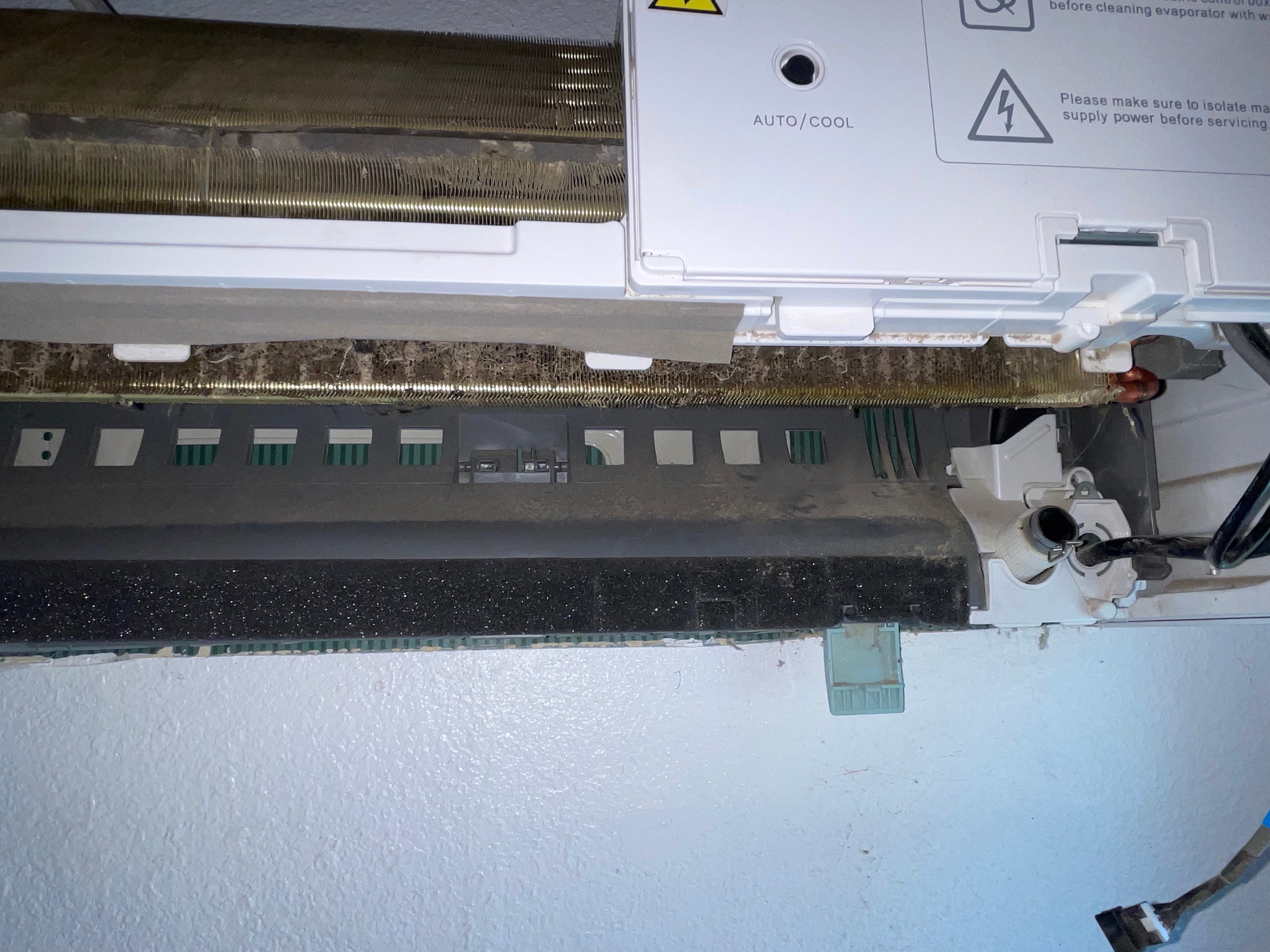 Mini split coil full view before deep cleaning – Vancouver, WA